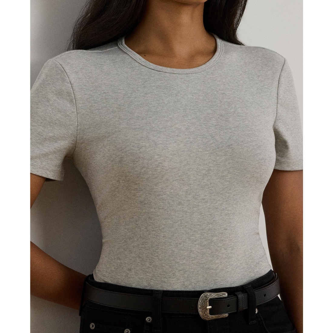 'Stretch Cotton Crewneck Tee' pour Femmes