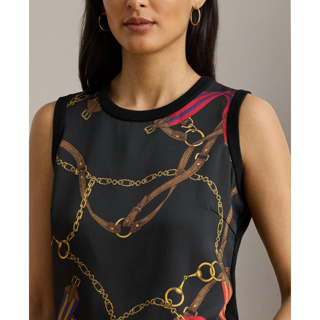 'Belting-Print Sleeveless Sweater Top' pour Femmes