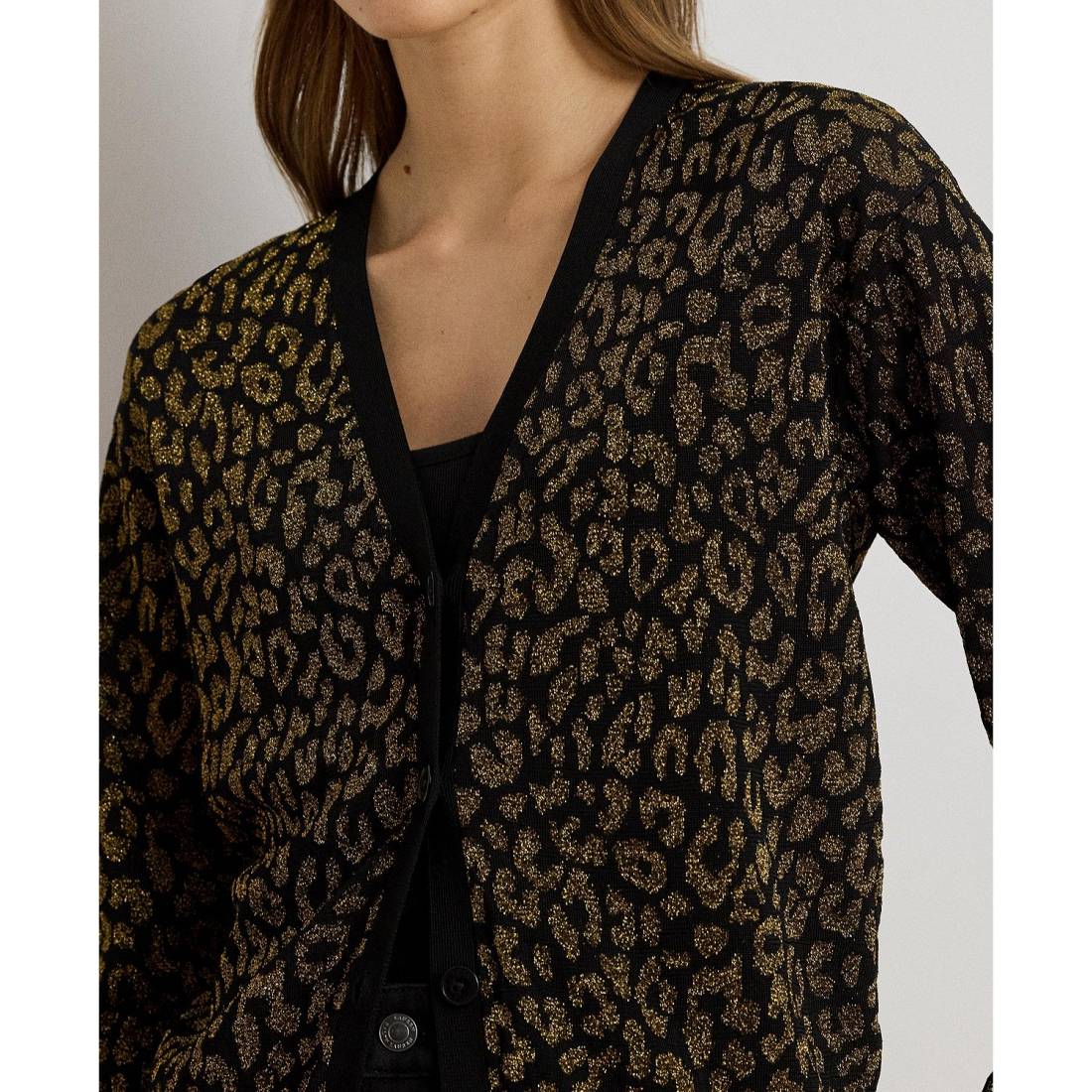 Women's 'Metallic Ocelot Long Sleeve Cardigan'