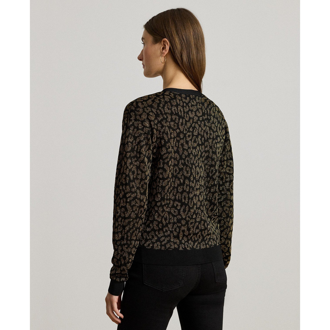 Women's 'Metallic Ocelot Long Sleeve Cardigan'