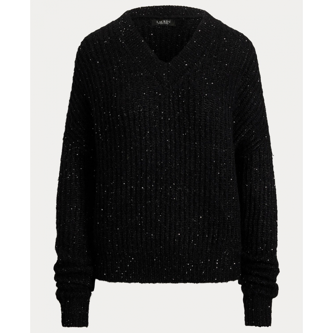 'Sequined Rib-Knit V-Neck Sweater' pour Femmes
