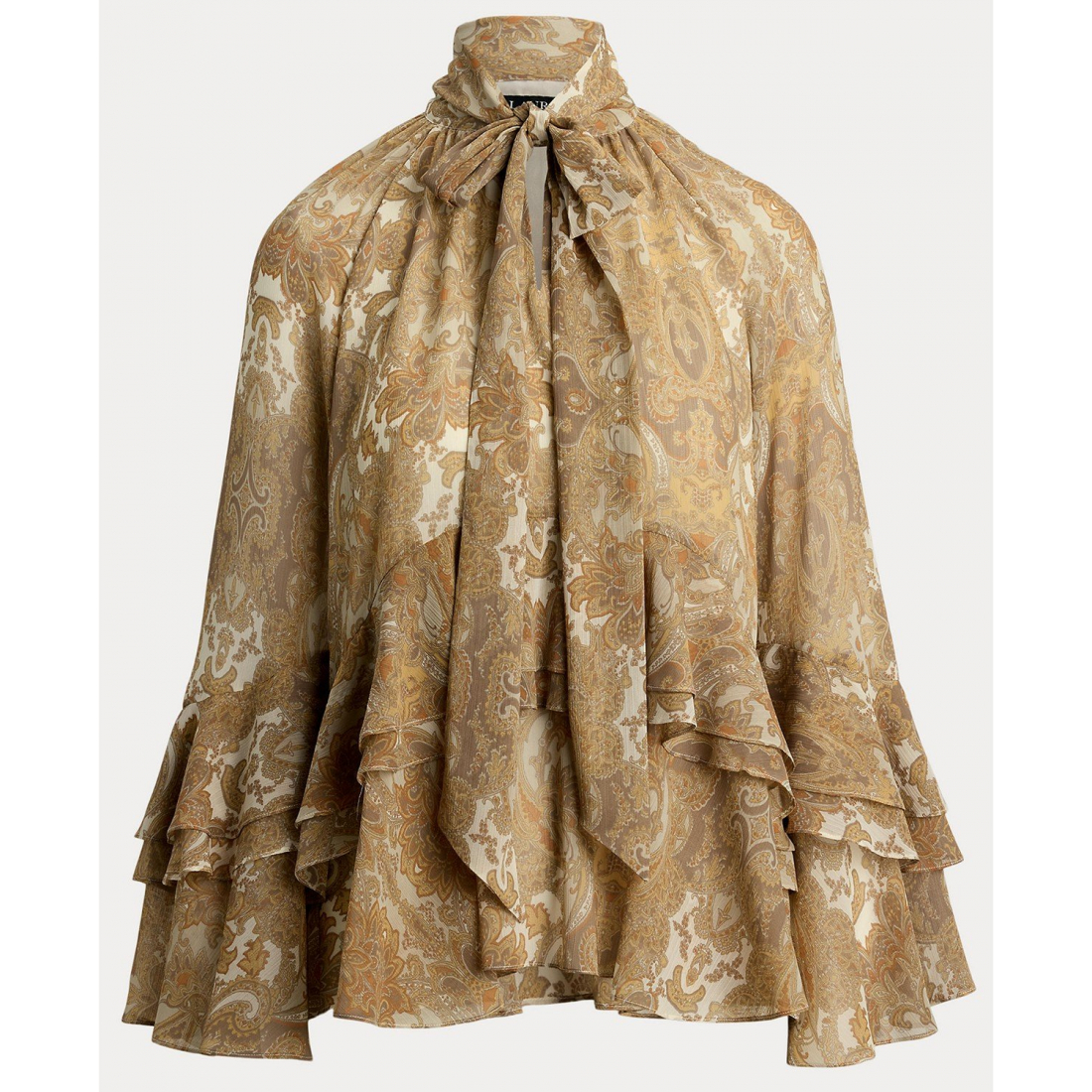 Women's 'Paisley Ruffle-Trim Tie-Neck Blouse'