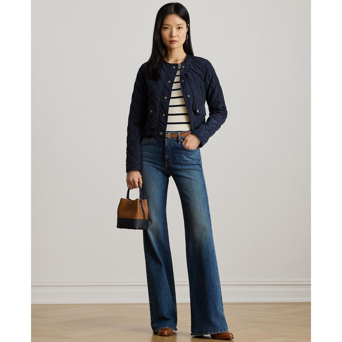 'Diamond Cropped Quilted Jacket' pour Femmes