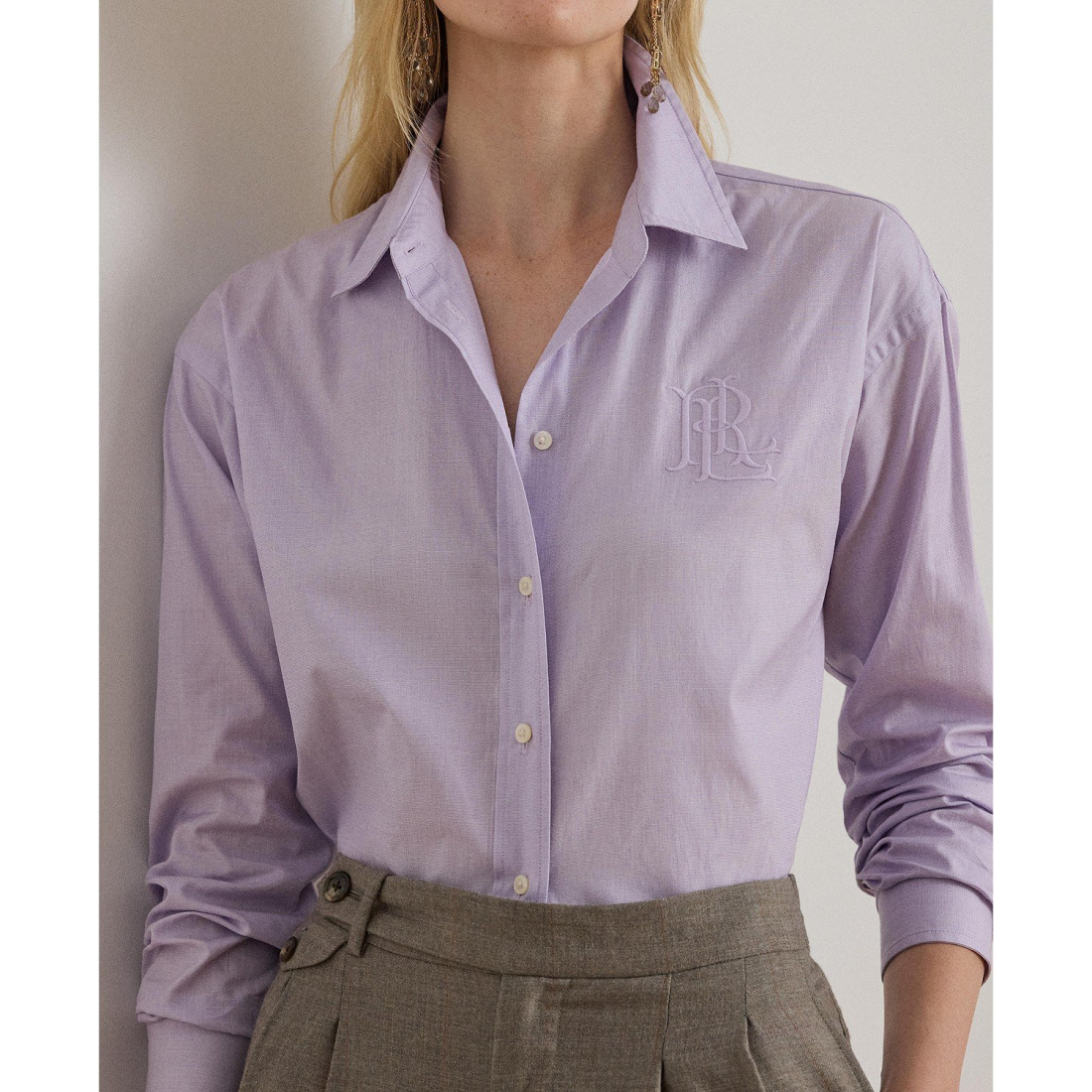 'Long Sleeve Relaxed Fit Cotton Shirt' pour Femmes