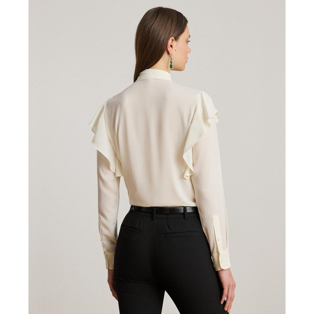 'Ruffle Detail Tie-Neck Blouse' pour Femmes