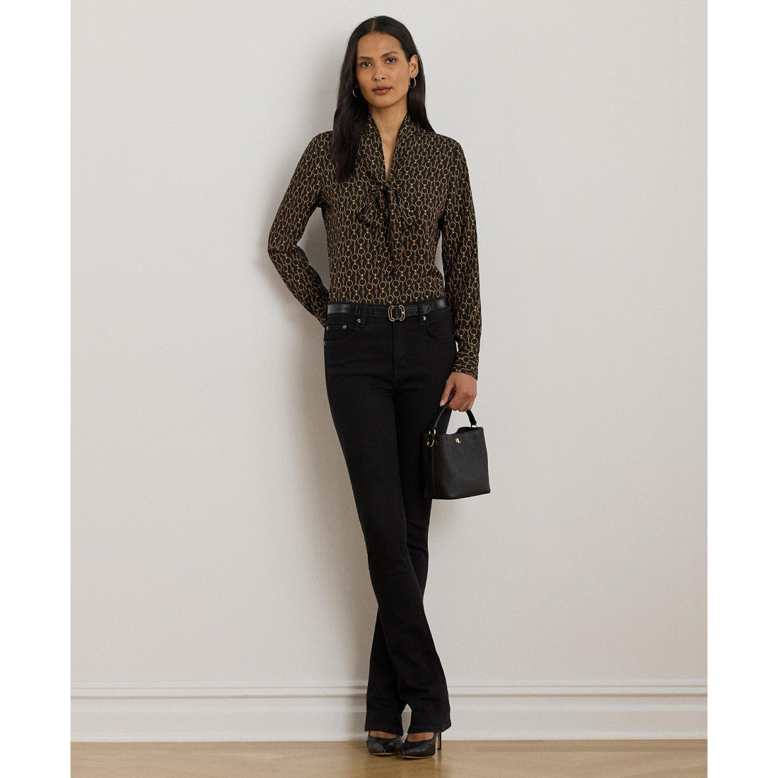 'Chain-Print Tie-Neck Blouse' pour Femmes