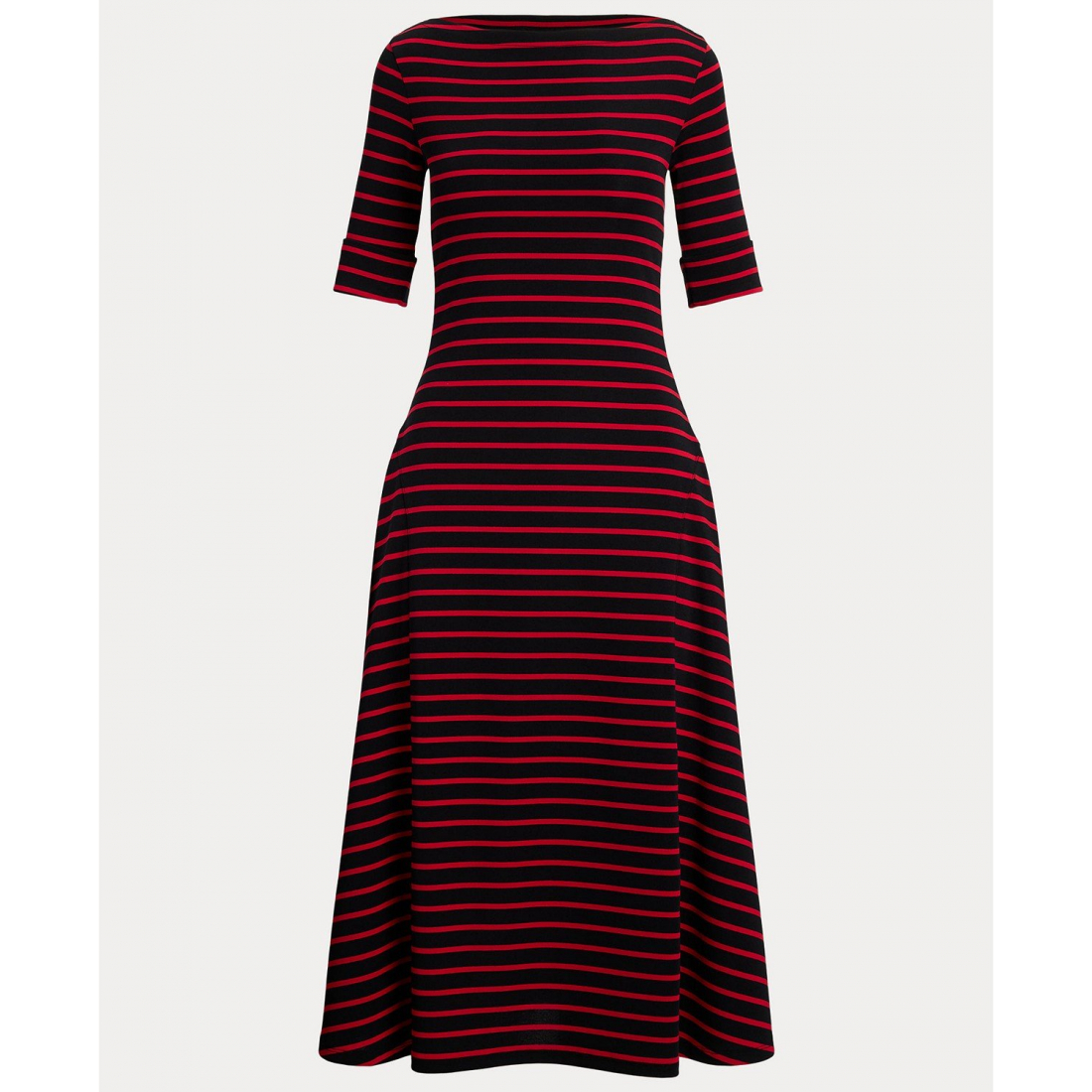 'Striped Stretch Cotton Midi Dress' pour Femmes