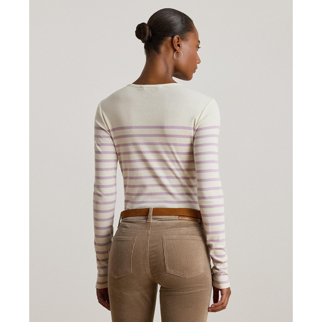 'Striped Cotton Long-Sleeve Tee' pour Femmes