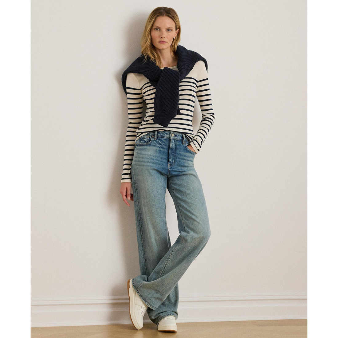 'Striped Cotton Long-Sleeve Tee' pour Femmes