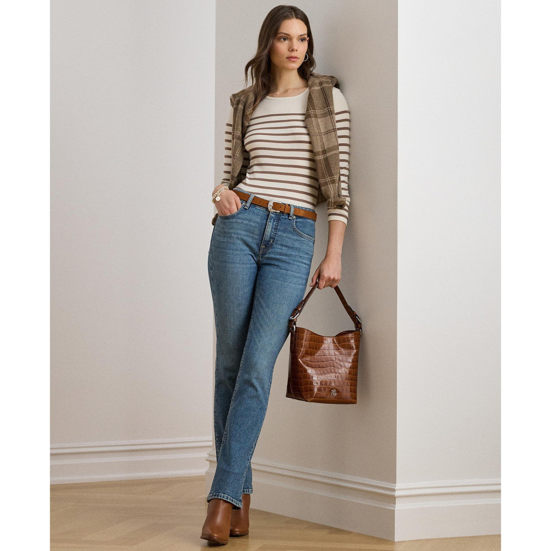 'Striped Cotton Long-Sleeve Tee' pour Femmes