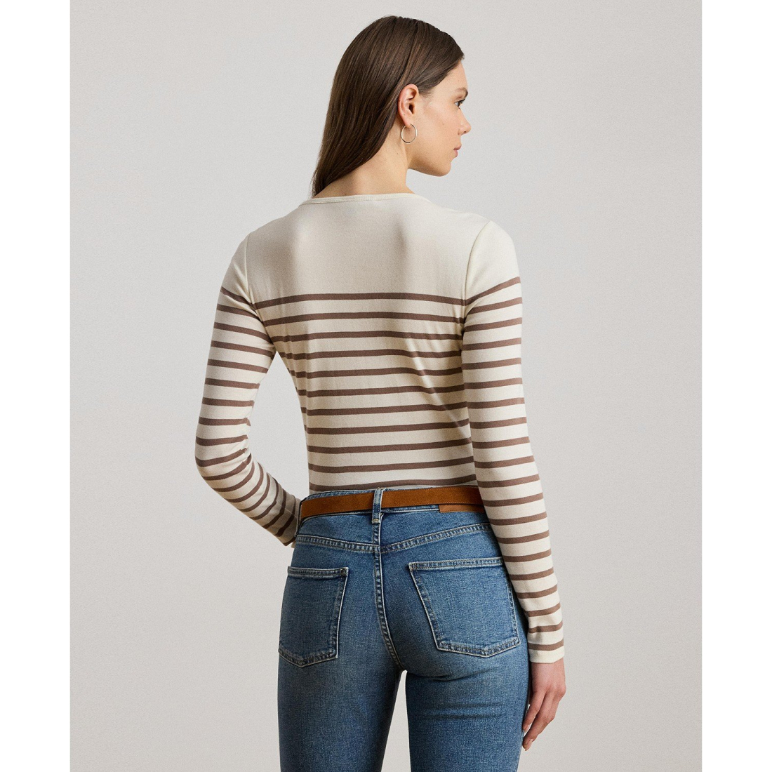 'Striped Cotton Long-Sleeve Tee' pour Femmes