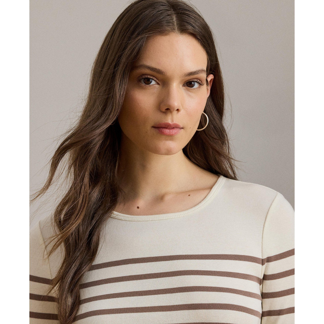 'Striped Cotton Long-Sleeve Tee' pour Femmes
