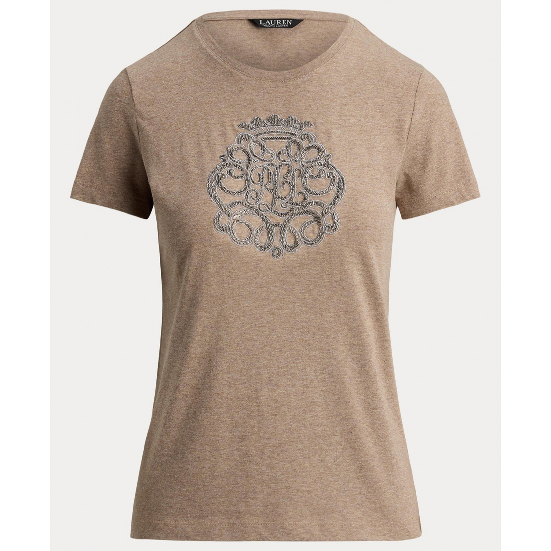 'Beaded-Crest Jersey T-Shirt' pour Femmes