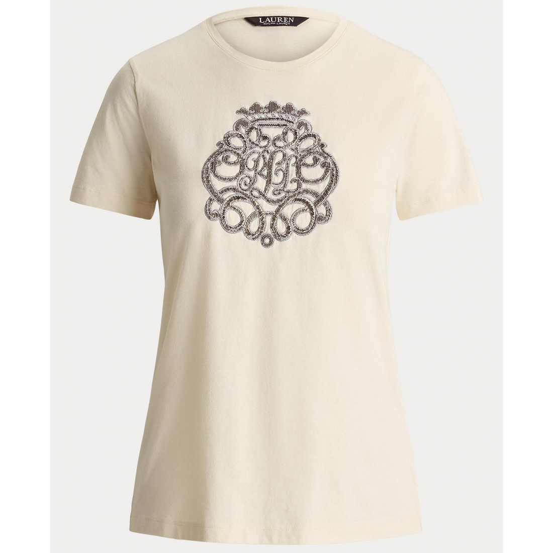 'Beaded-Crest Jersey T-Shirt' pour Femmes