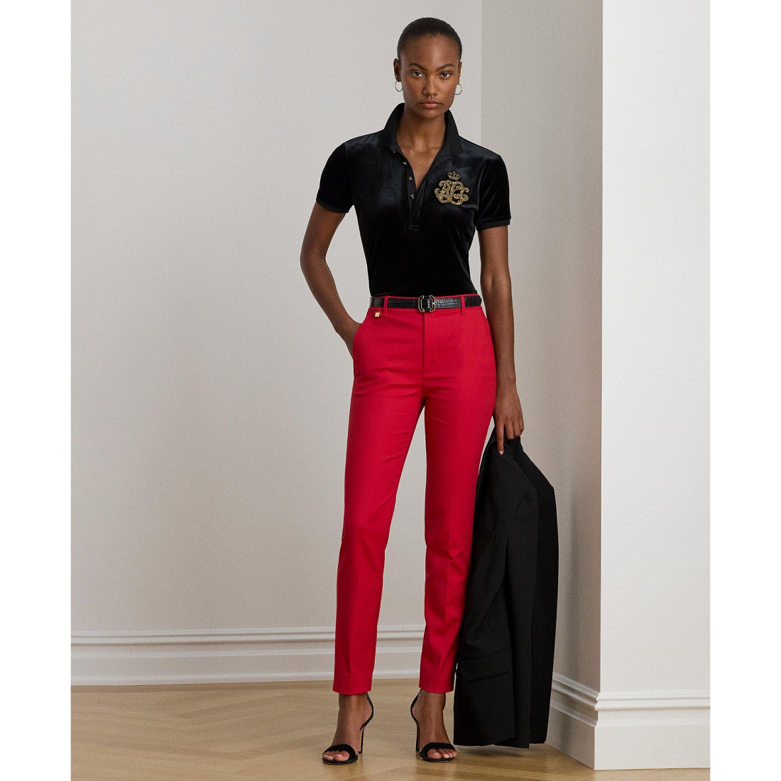 'Beaded-Logo Stretch Polo Shirt' pour Femmes