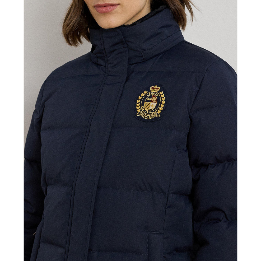 'Faux-Fur-Trim Collared Puffer Coat' pour Femmes