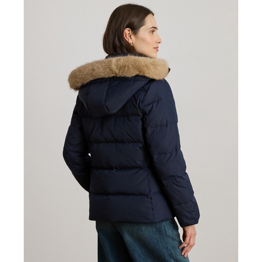 'Faux-Fur-Trim Collared Puffer Coat' pour Femmes