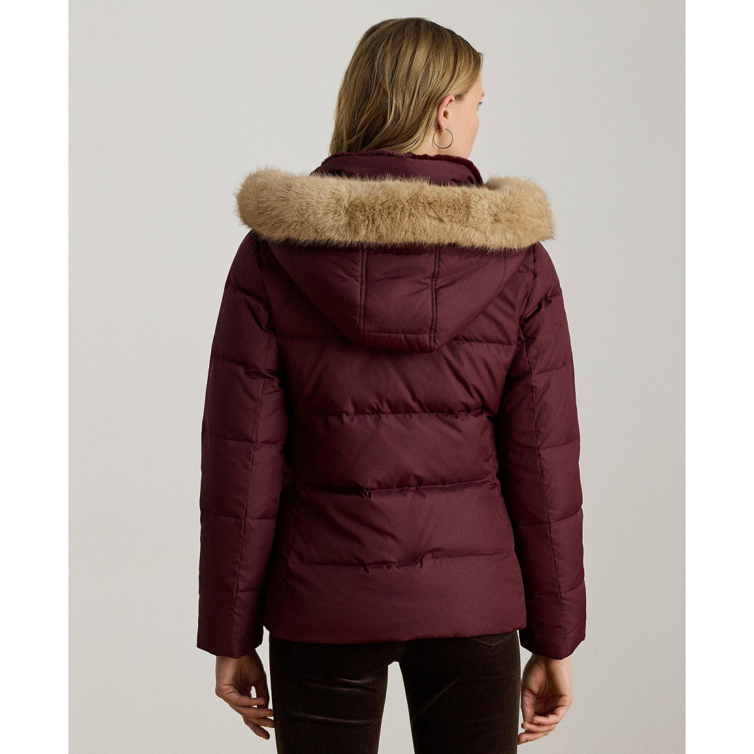 'Faux-Fur-Trim Collared Puffer Coat' pour Femmes