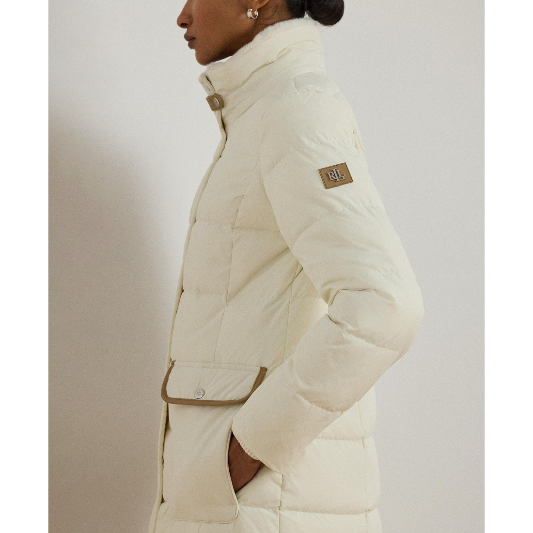 'Faux-Fur-Trim Maxi Puffer Coat' pour Femmes