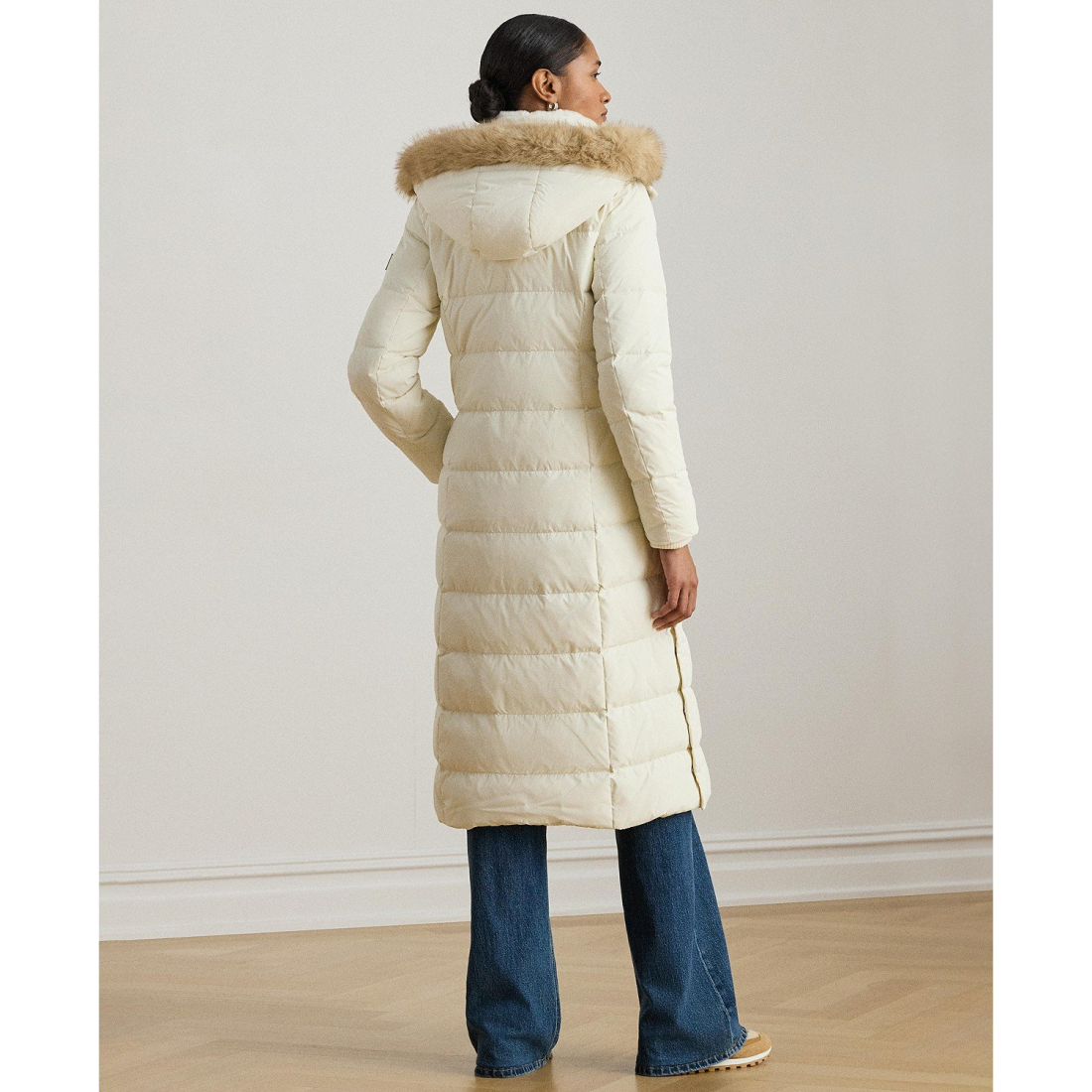 'Faux-Fur-Trim Maxi Puffer Coat' pour Femmes