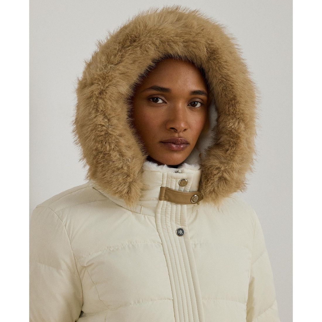 'Faux-Fur-Trim Maxi Puffer Coat' pour Femmes