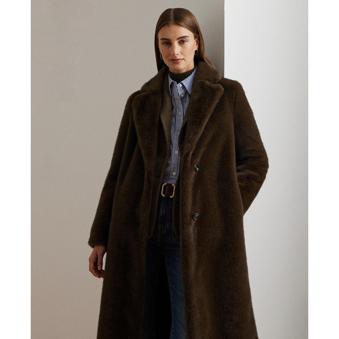 'Faux-Fur Single-Breasted Coat' pour Femmes