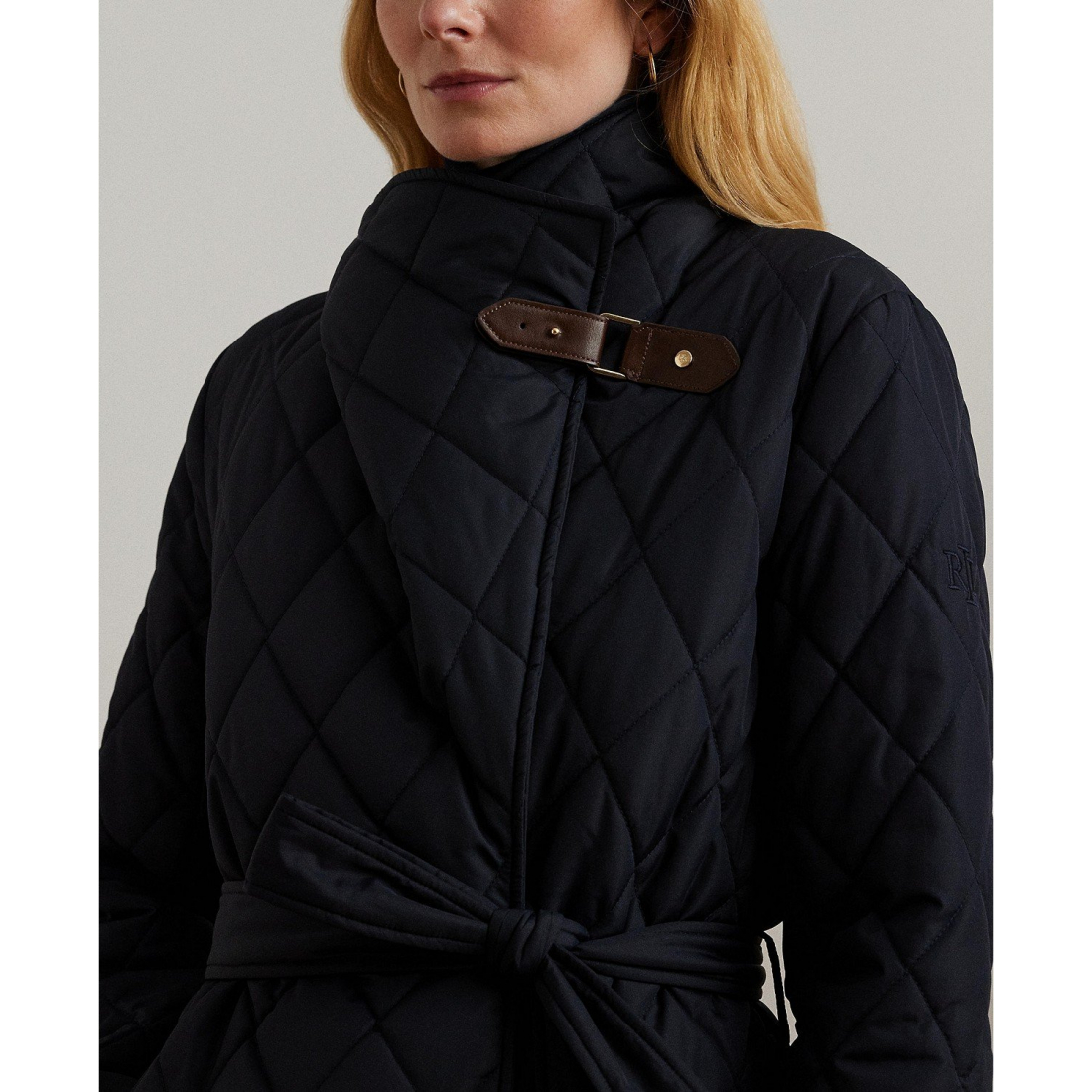 'Belted Midi Quilt Coat' pour Femmes