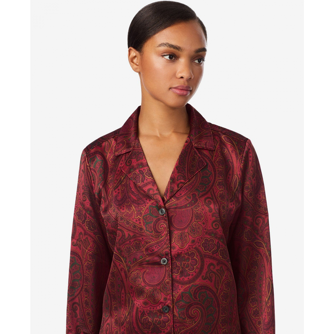 'Long Sleeve Notch Collar Pajama Set' pour Femmes