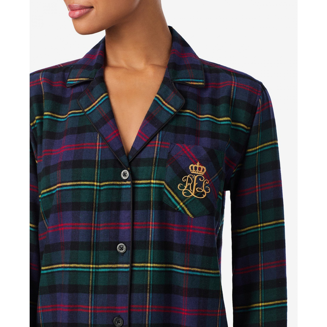 'Long Sleeves Notch Collar Pajama Set' pour Femmes