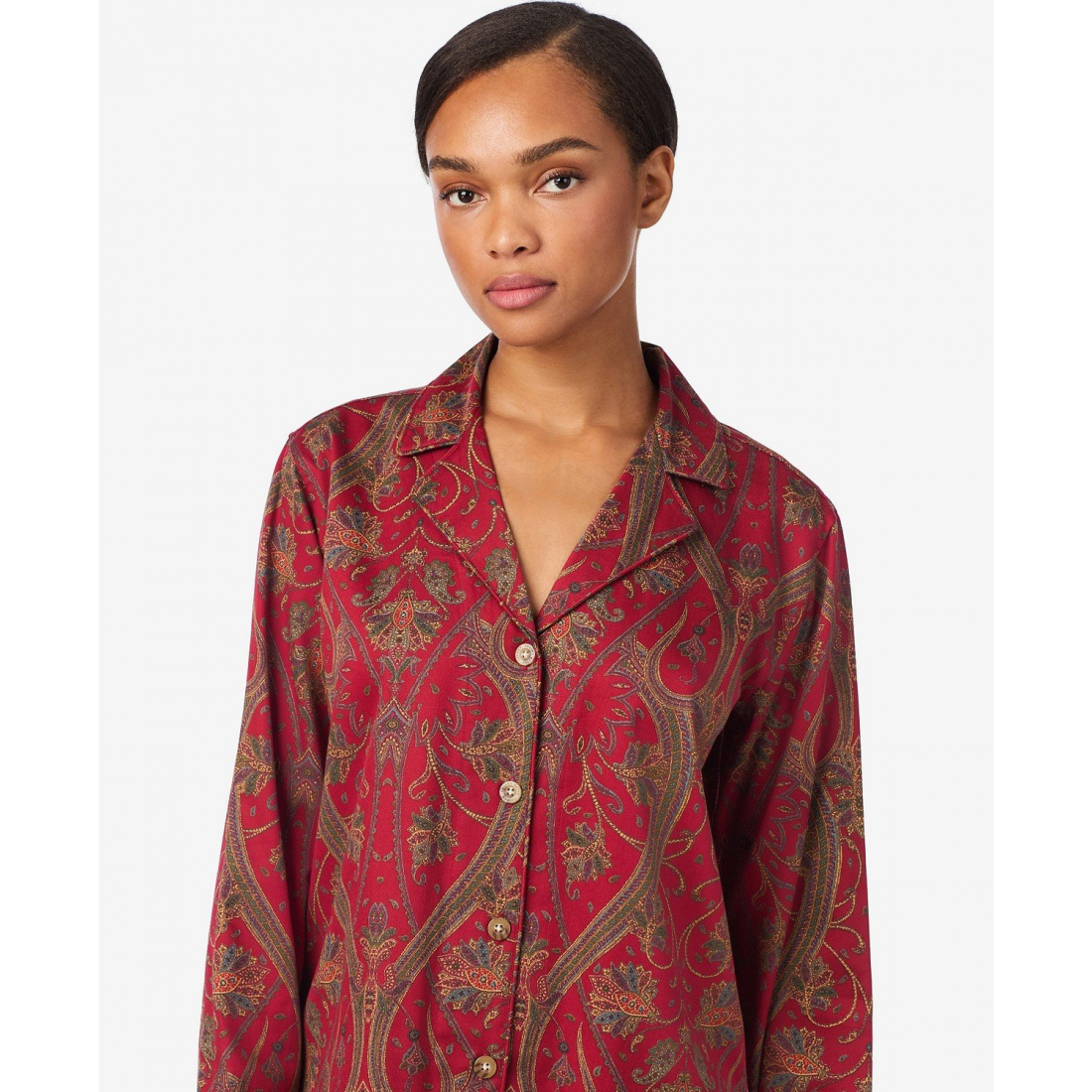 'Long Sleeves Notch Collar Pajama Set' pour Femmes