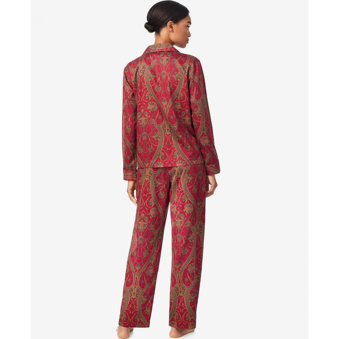 'Long Sleeves Notch Collar Pajama Set' pour Femmes
