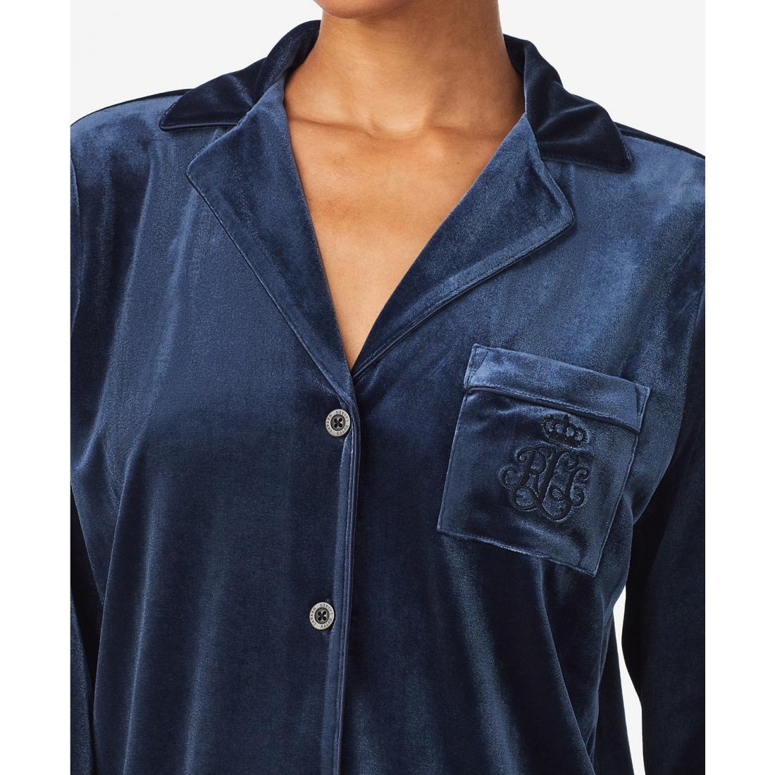 'Long Sleeves Notch Collar Pajama Set' pour Femmes