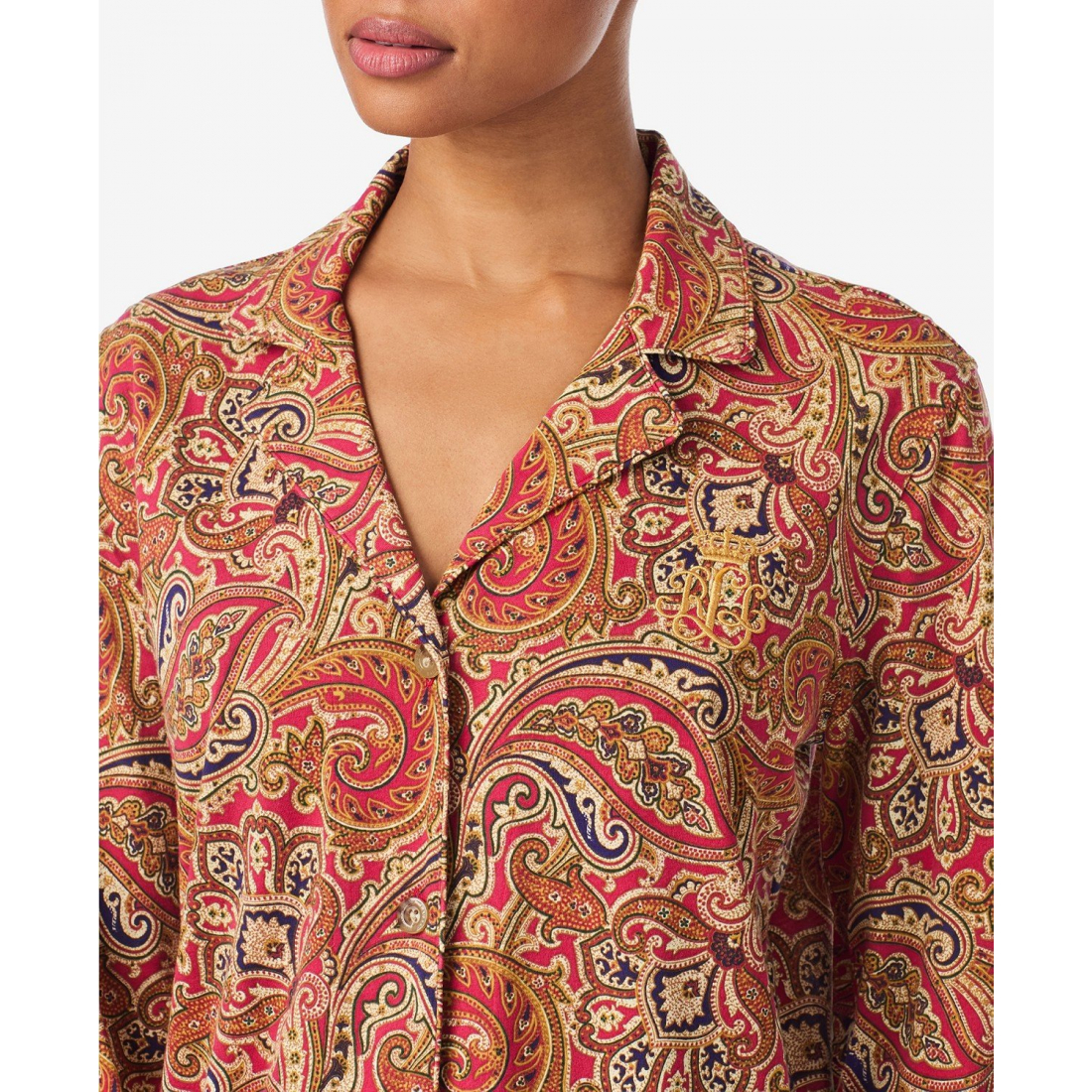 'Long Sleeves Notch Collar Pajama Set' pour Femmes