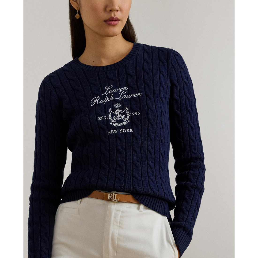 Women's 'Embroidered-Crest Cable-Knit Sweater'