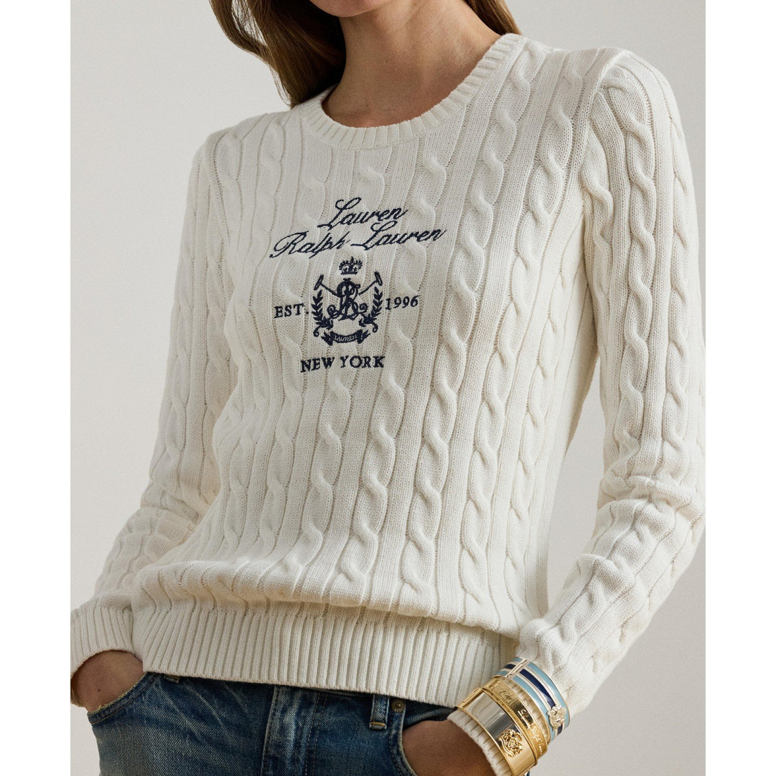 Women's 'Embroidered-Crest Cable-Knit Sweater'