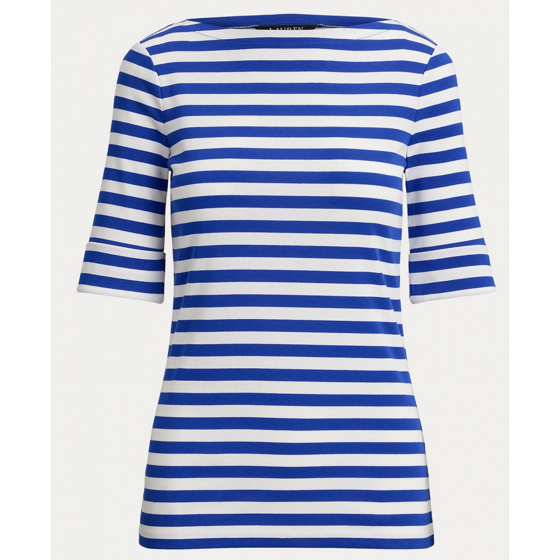 'Striped Boat Neck T-Shirt' pour Femmes