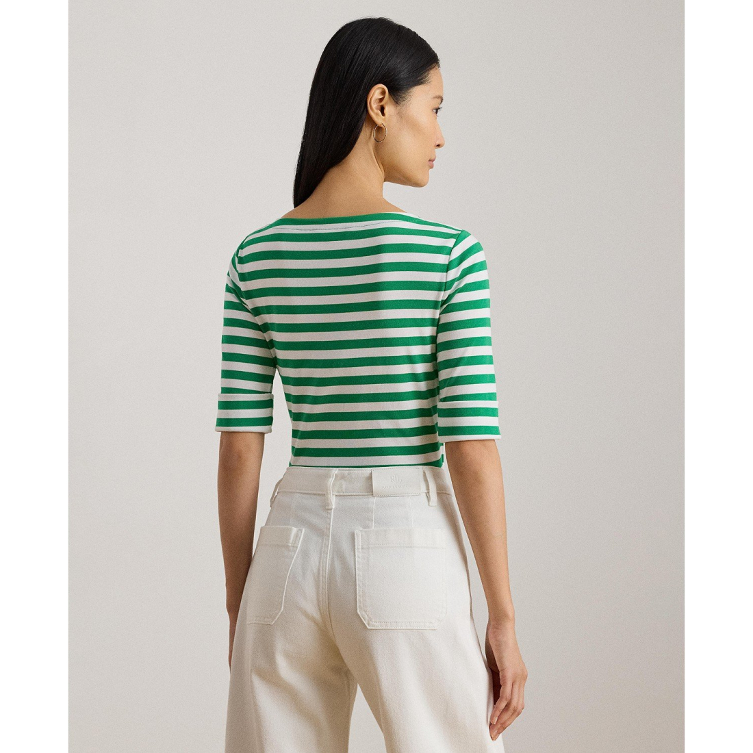 'Striped Boat Neck T-Shirt' pour Femmes