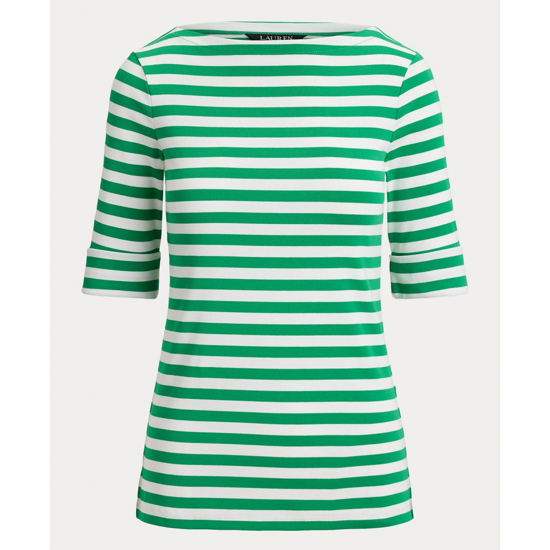 'Striped Boat Neck T-Shirt' pour Femmes