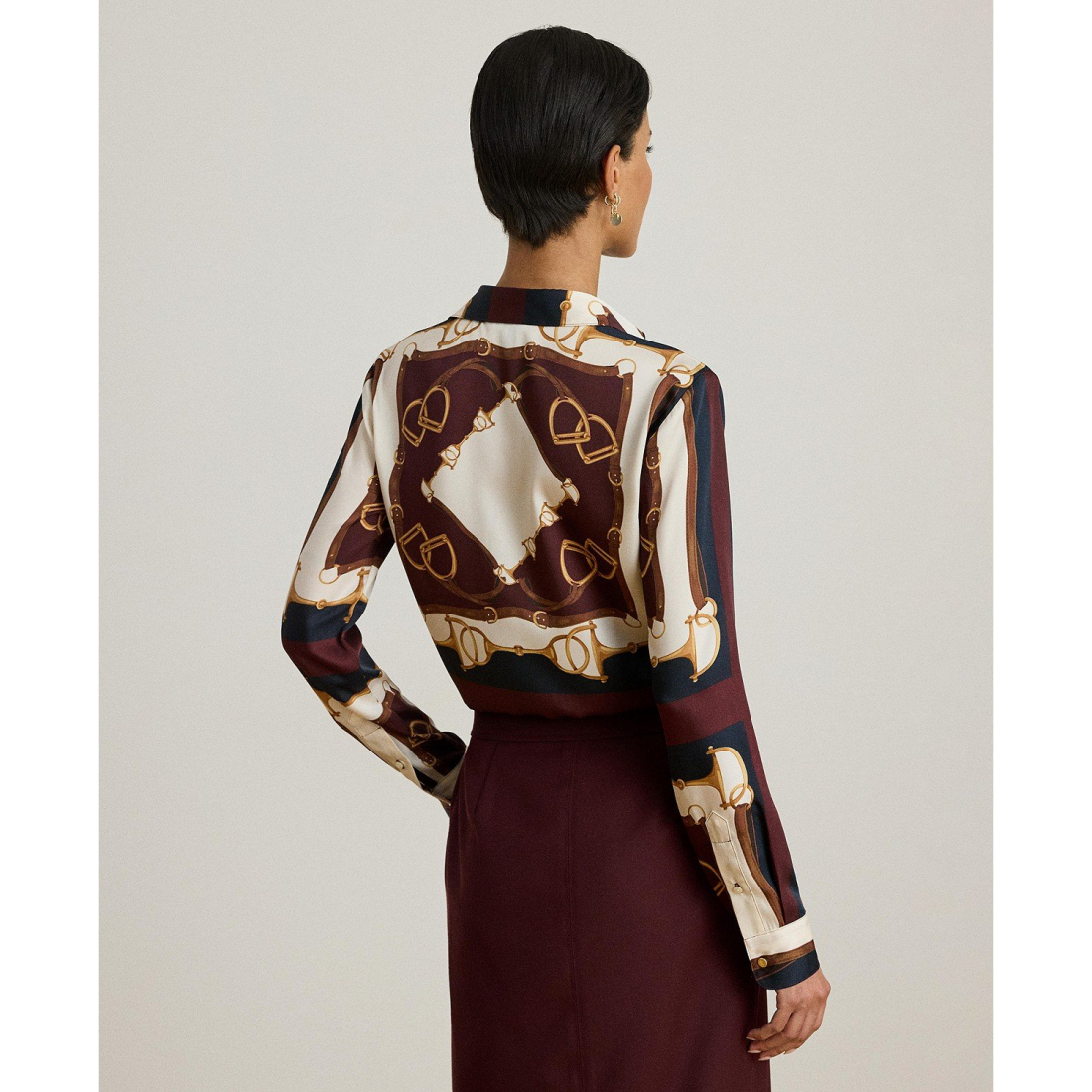 'Kristy Equestrian Print Button Front Shirt' pour Femmes