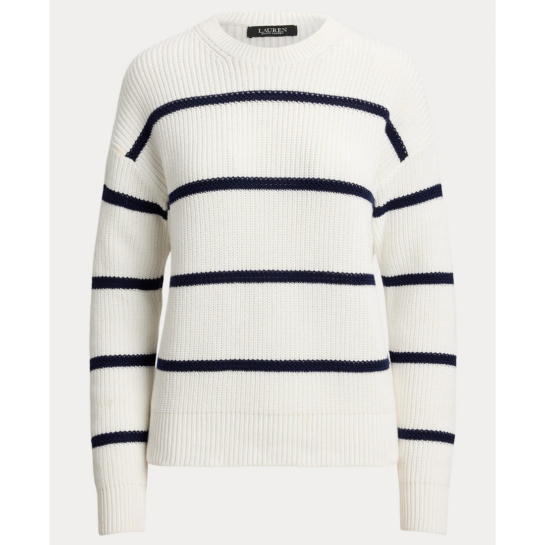 Women's 'Striped Rib-Knit Cotton Crewneck Sweater'