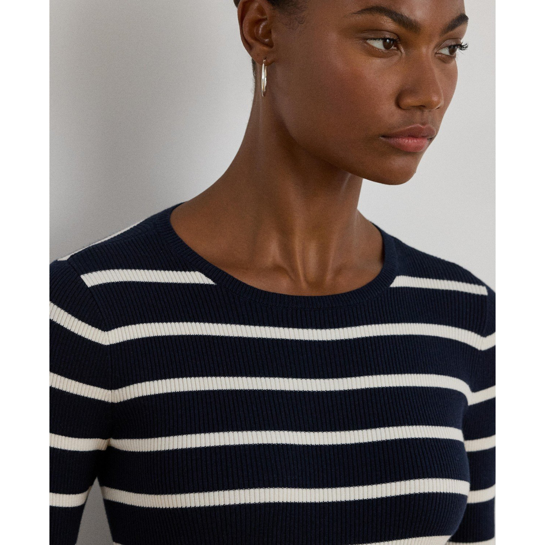 'Striped Rib-Knit Crewneck Sweater' pour Femmes