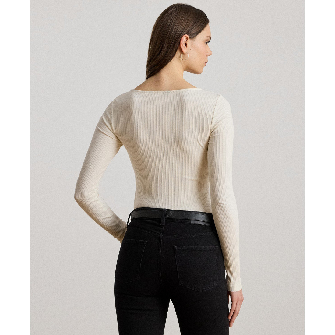 'Rib-Knit Long-Sleeve Scoopneck Tee' pour Femmes