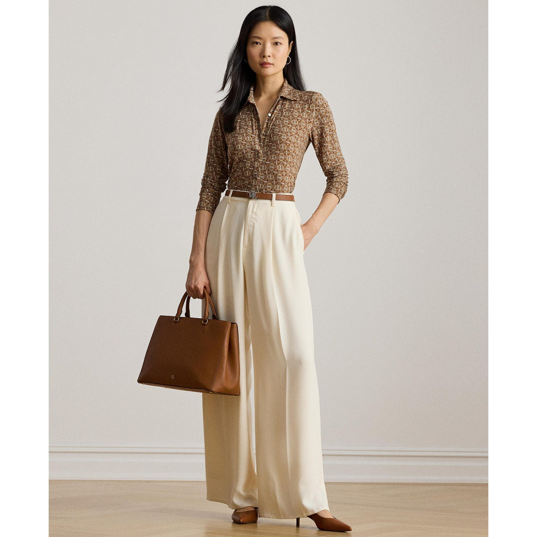 'Slim-Fit Geo-Print Jersey Shirt' pour Femmes