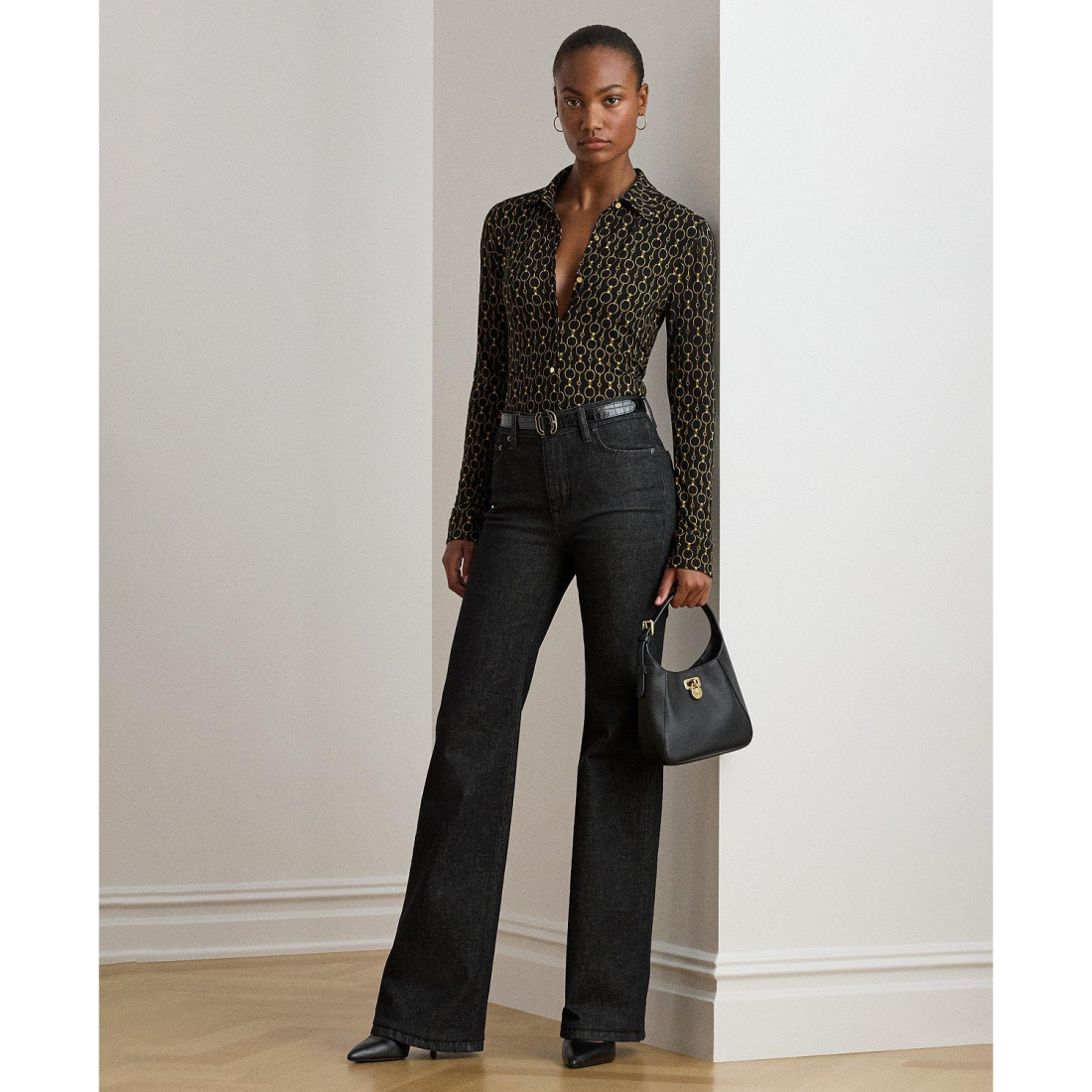 'Slim Fit Chain-Print Shirt' pour Femmes