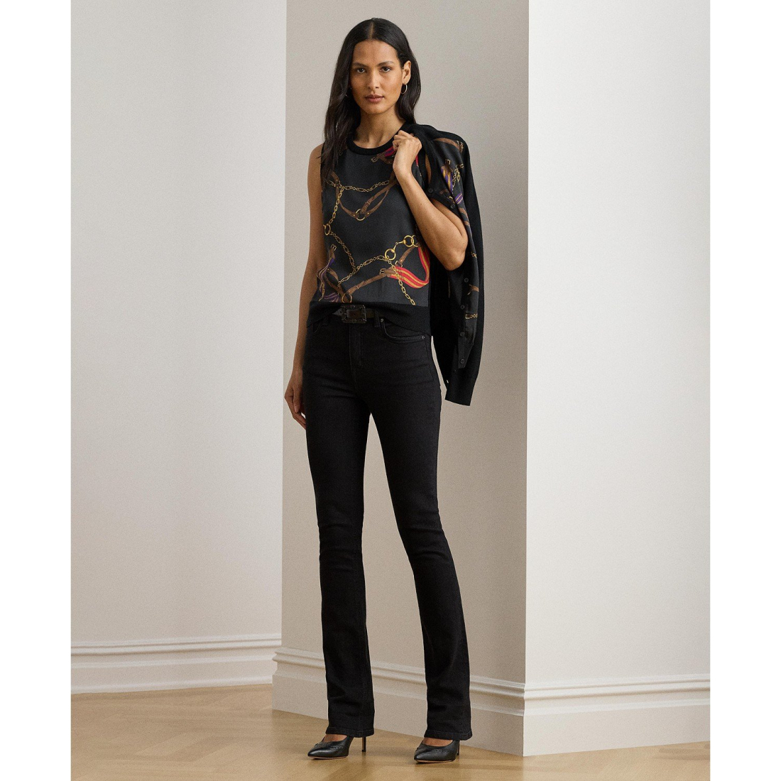 'Belting-Print Sleeveless Sweater Top' pour Femmes