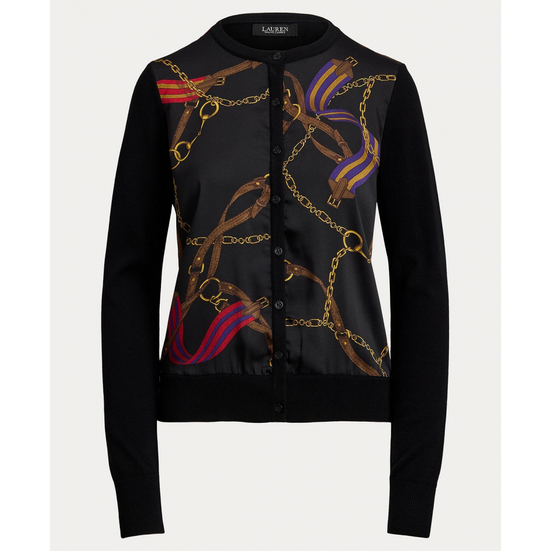 'Belting-Print Long Sleeve Cardigan' pour Femmes