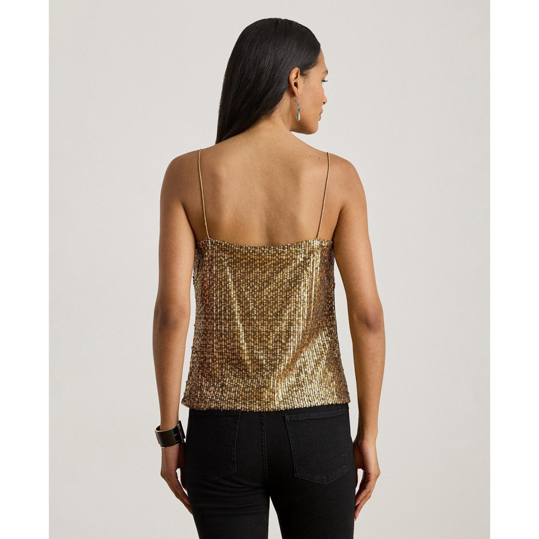 'Hatita Sequined Mesh Spaghetti Strap Camisole Top' pour Femmes