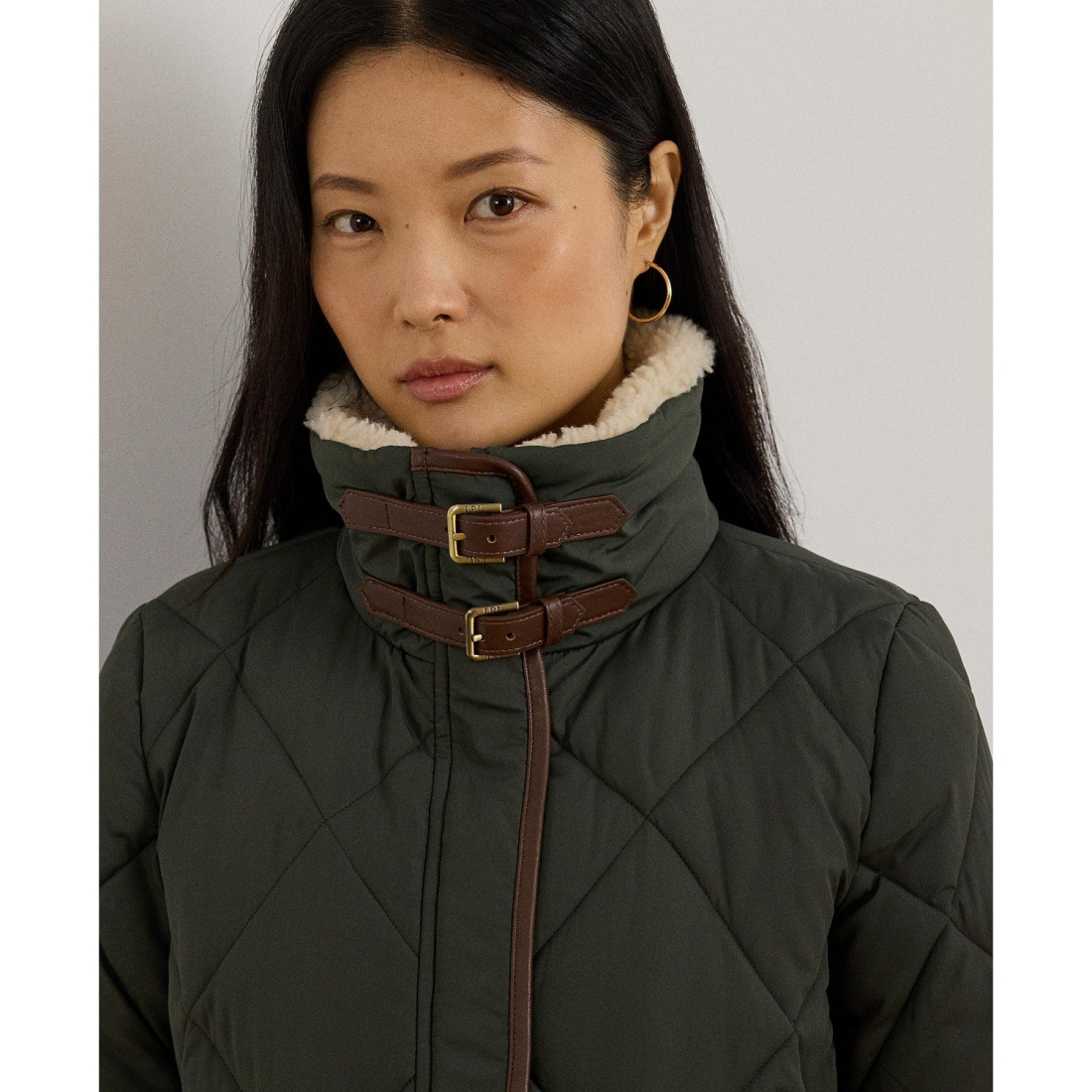 'Faux-Fur-Collar Diamond Quilted Jacket' pour Femmes