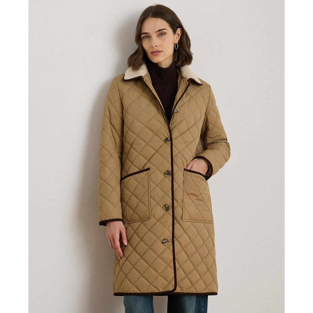'Faux-Fur-Collar Quilted Jacket' pour Femmes