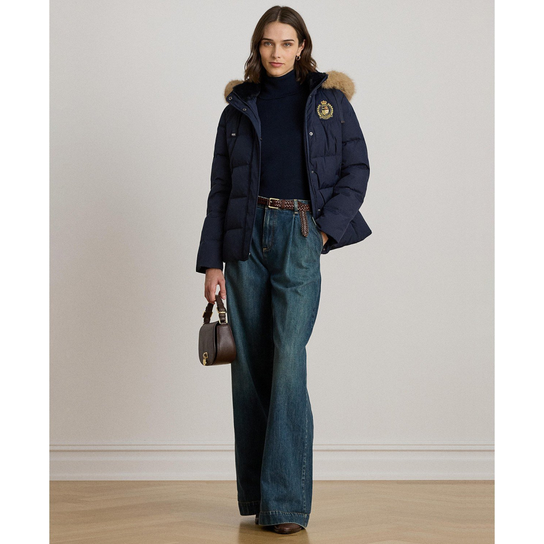 'Faux-Fur-Trim Collared Puffer Coat' pour Femmes